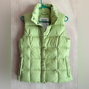 Eddie Bauer Green Down Puffer Vest Women’s Small Full Zip plus Snap Front